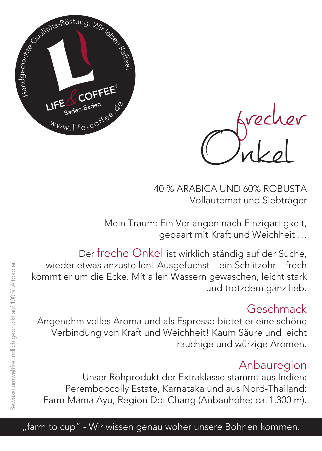 Frecher Onkel · 40 % Arabica · 60 % Robusta